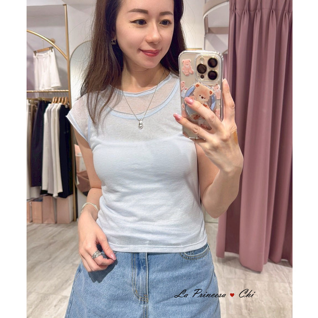 [02055909] 假兩件透感T