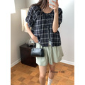 [04014300] 格紋兩面穿結飾衫_3