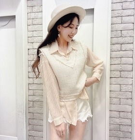 現貨無退換｜韓版小香風v領背心