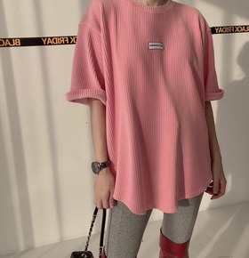 現貨無退換｜休閒坑條寬圓弧寬t