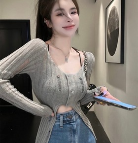 現貨無退換｜早秋刷破開岔針織衣