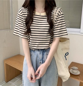 現貨無退換｜韓版條紋寬鬆t桖