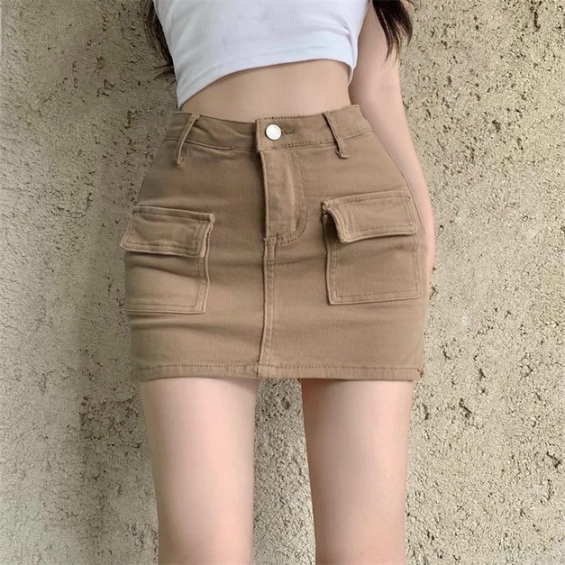 出清無退換｜韓版百搭復古造型口袋褲裙