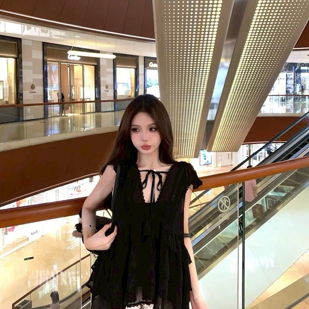 出清無退換｜氣質設計感綁帶雪紡上衣