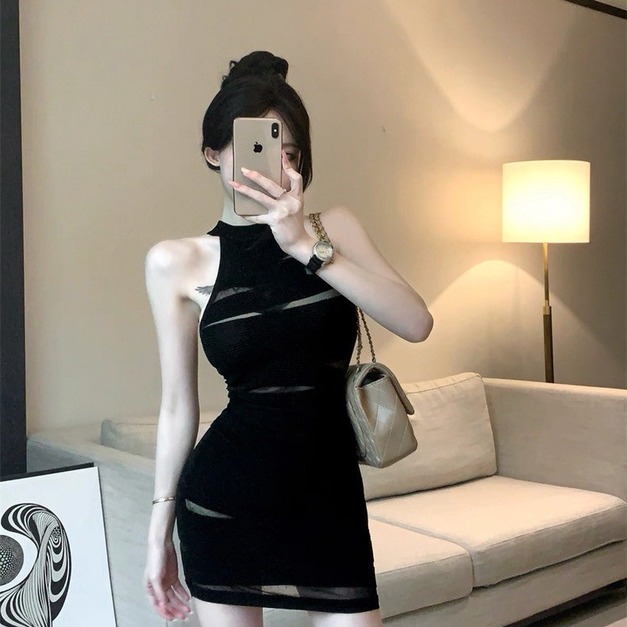 出清無退換｜套裝性感透膚網紗上衣+包裙