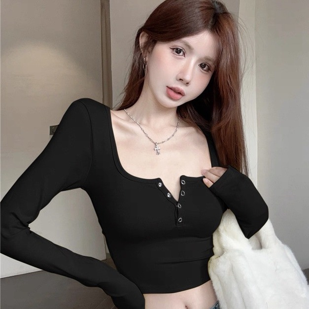 特價｜簡約排釦合身短版上衣