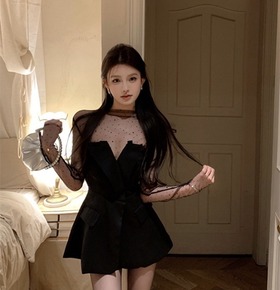 出清無退換｜兩件式性感透視網紗上衣+平口洋