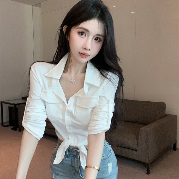 現貨無退換｜韓版chic翻領排釦衫上衣
