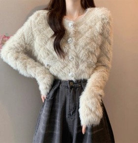 現貨無退換｜氣質小香風珍珠釦毛衣