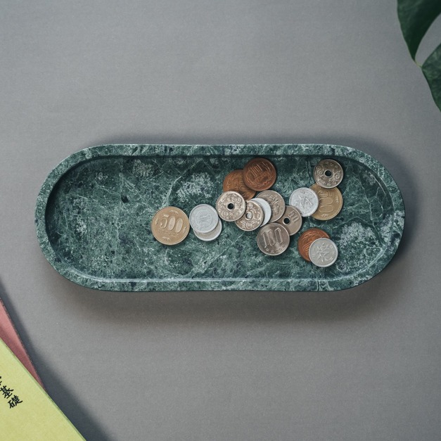 大理石橢圓托盤/淺盤 - 台灣蛇紋石