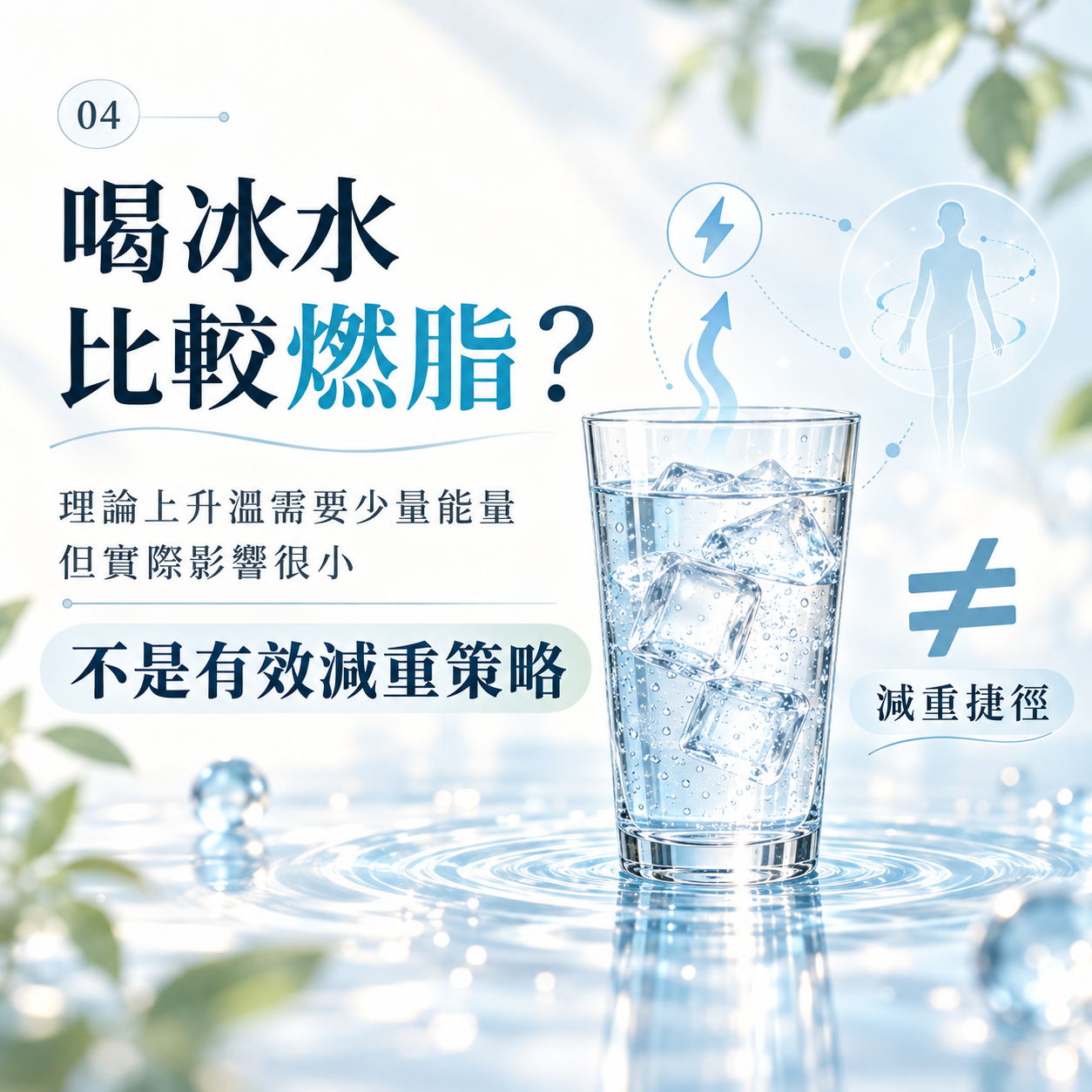 喝冰水雖需少量能量升溫但不是有效的減重或燃脂方法