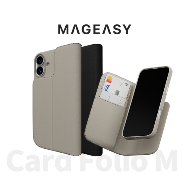 【MAGEASY】Card Folio M iPhone 16 系列 皮革翻蓋 磁吸支架手機殼（支援MagSafe）