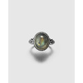 Labradorite 雙色灰月光蛋面戒指