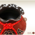 陶瓷福袋聚寶盆(中、大)(刻聚寶盆款)(古早紅) 附贈雙錢紅線_1