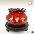 陶瓷福袋聚寶盆(中、大)(刻聚寶盆款)(古早紅) 附贈雙錢紅線_2