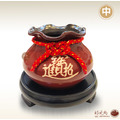 陶瓷福袋聚寶盆(中、大)(刻招財進寶款) (古早紅) 附贈雙錢紅線_2