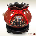 陶瓷福袋聚寶盆(中、大)(刻招財進寶款) (古早紅) 附贈雙錢紅線