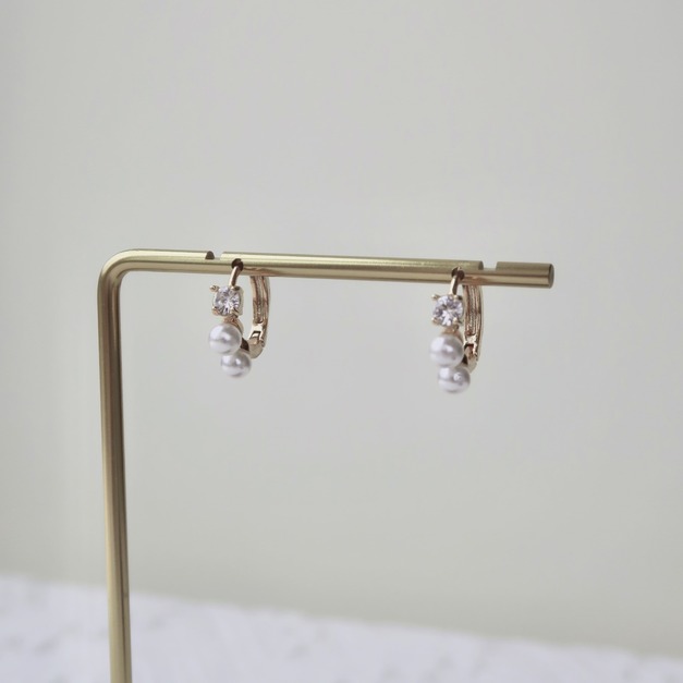 (最後數量)梅田女士珍珠鋯石耳扣