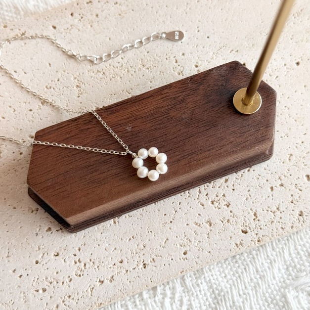 天然淡水珍珠甜甜圈項鍊(純銀)