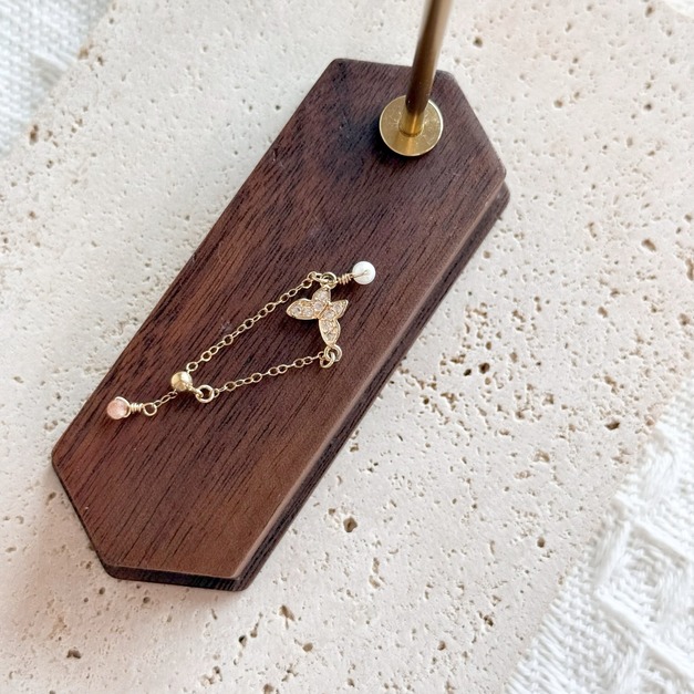 蝶戀珍珠鋯石鍊戒