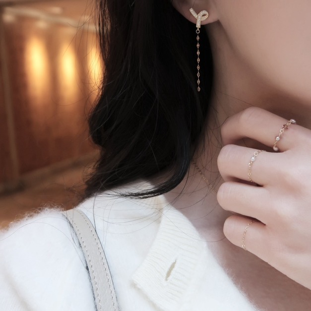 mini麥穗長鍊耳環