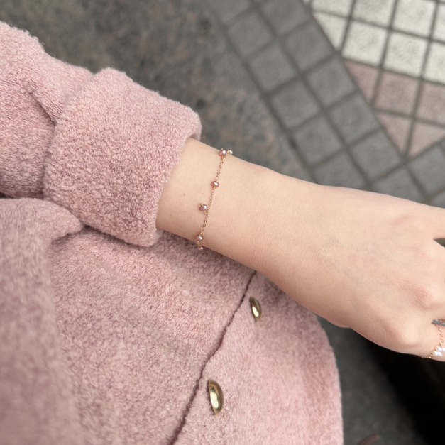 小雪點淡水粉紫珍珠手鍊(美國注金)