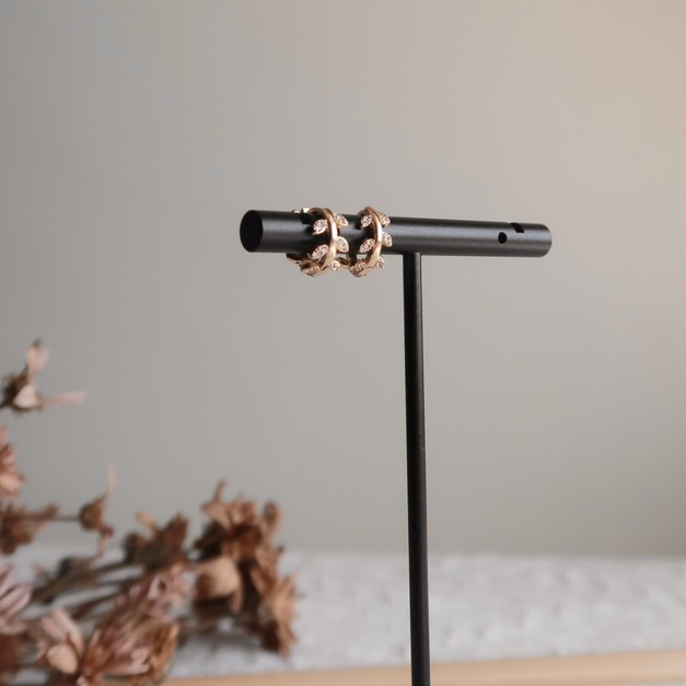 小小枝葉碎鑽鋯石舒適耳扣