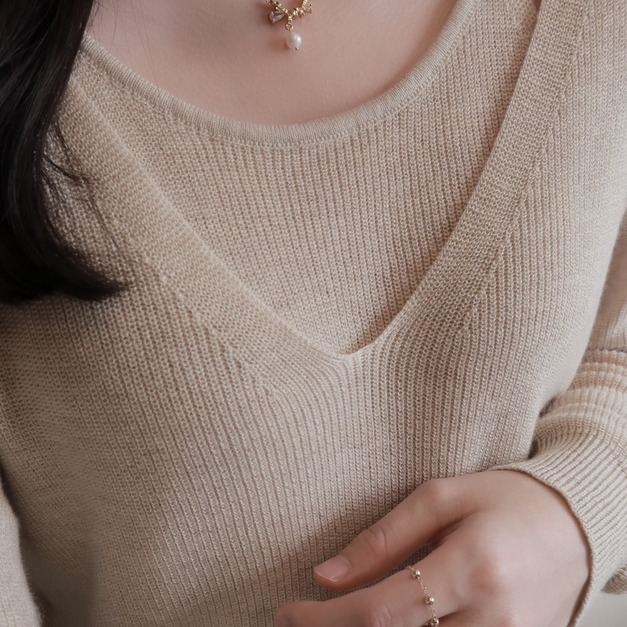 (美國注金)不對稱蝴蝶結天然珍珠項鍊