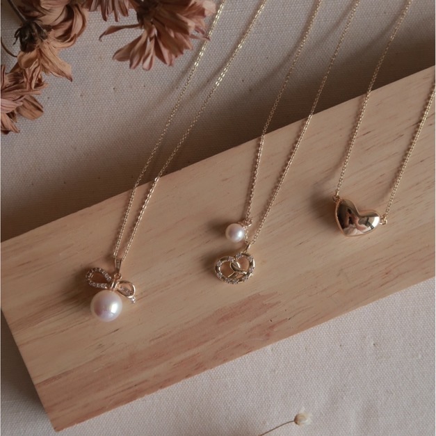 實心金豆愛心毛衣項鍊