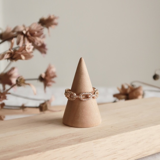 幾何環扣滿鑽戒指(固定尺寸)