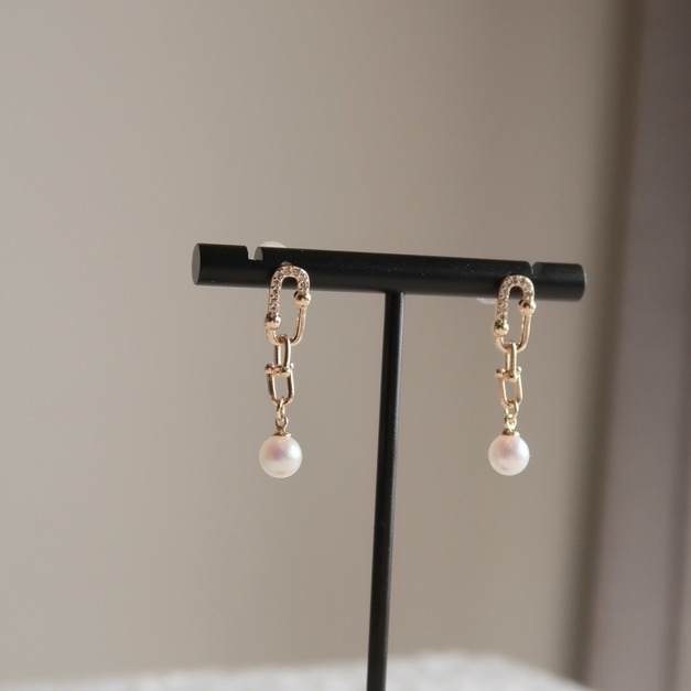 必買!!千金馬蹄鍊奧地利珍珠耳環