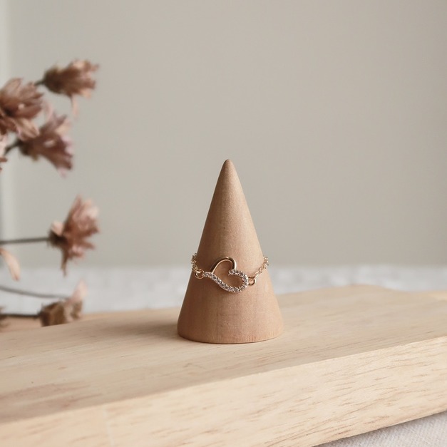 細緻閃爍愛心鍊戒(美國注金)