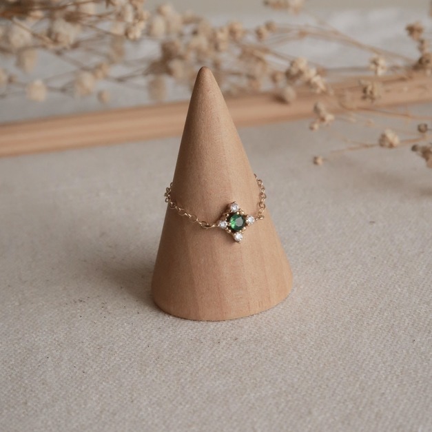 優雅代名詞復古祖母綠鋯石鍊戒(美國注金)