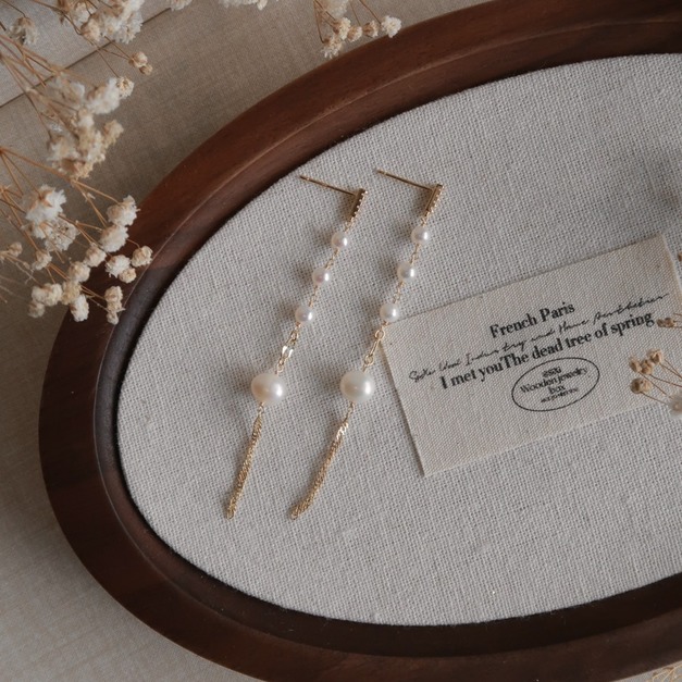 重工精緻天然珍珠串耳環(限量售完不補)