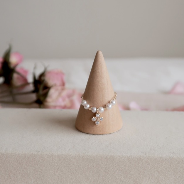 冠冕浪漫珍珠鋯石鍊戒(美國注金)