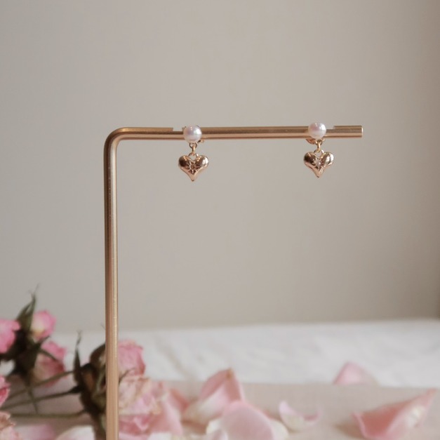 簡約摯愛舒適金心耳環
