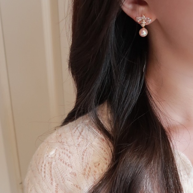 bee my love蜜蜂珍珠2way耳環