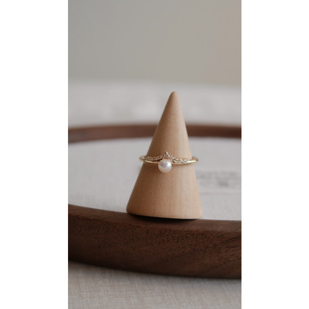 v型皇冠小珍珠開口戒