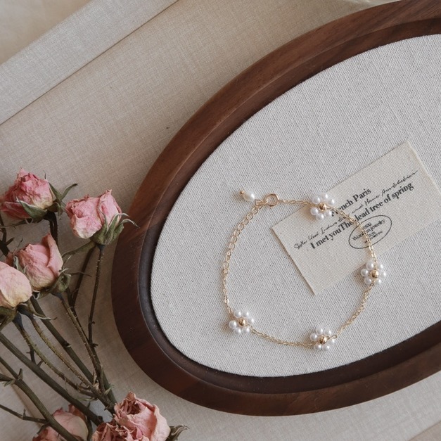 法式小白花奧地利珍珠手鍊