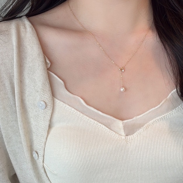 珍珠鋯石可調項鍊(美國注金)