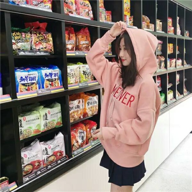 連帽刺繡加絨衛衣