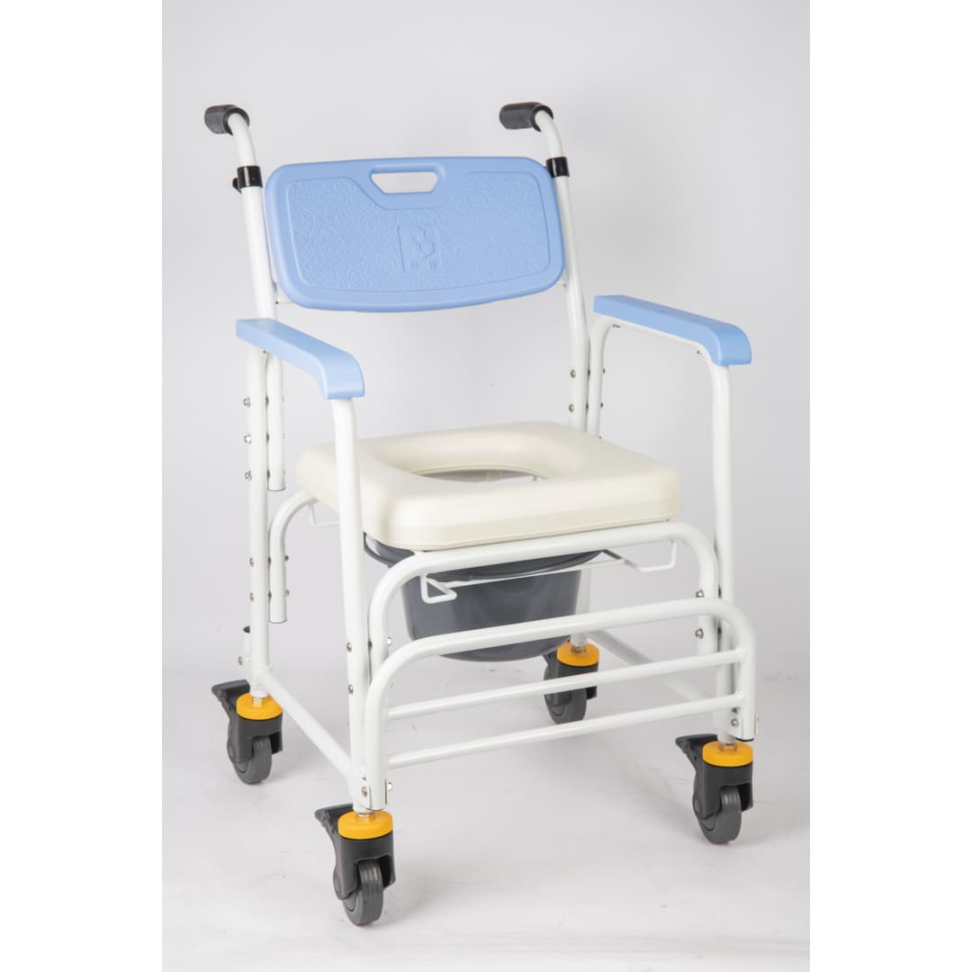 基本款塑膠靠背附輪 洗澡便器椅