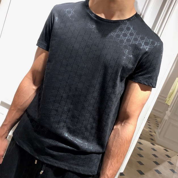 BALMAIN 滿版logo黑色短T