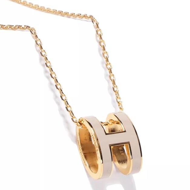 Hermès 奶茶金項鍊 白玫瑰金項鍊