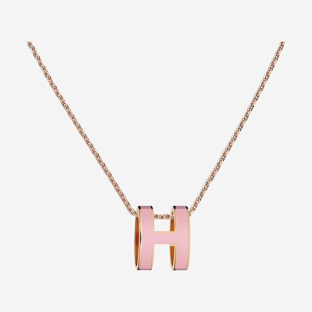 Hermès 櫻花粉玫瑰金項鍊 現貨