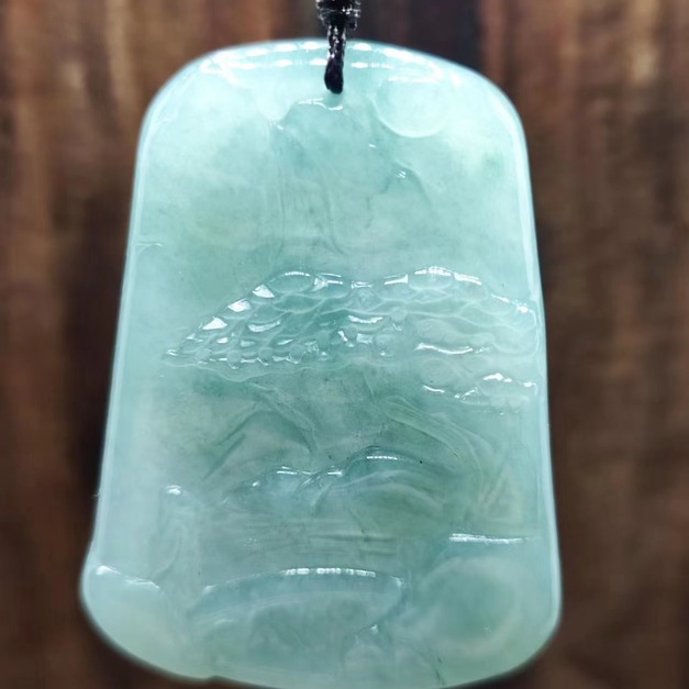 天然緬甸翡翠A貨 山水墜飾