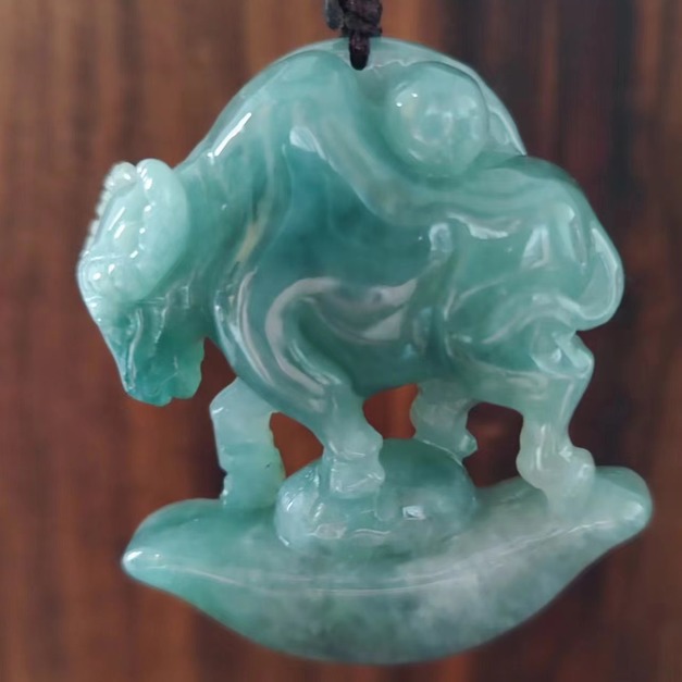 天然緬甸翡翠A貨 牛轉錢坤墜飾