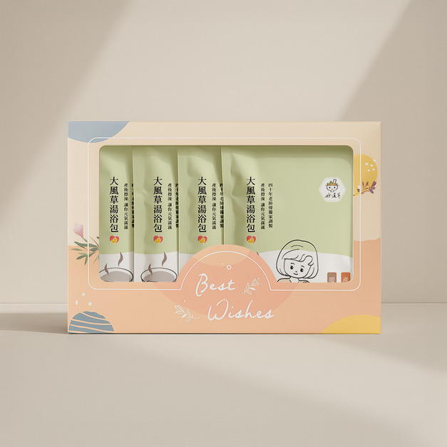 大風草湯浴擦澡包4袋入禮盒 (4袋28包+禮盒裝)