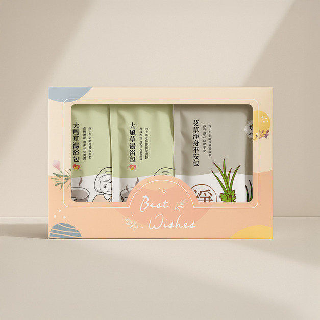【靜心禮盒】艾草平安包+大風草湯浴擦澡包