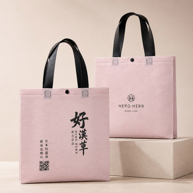 好漢草-不織布提袋-冰莓粉(M)